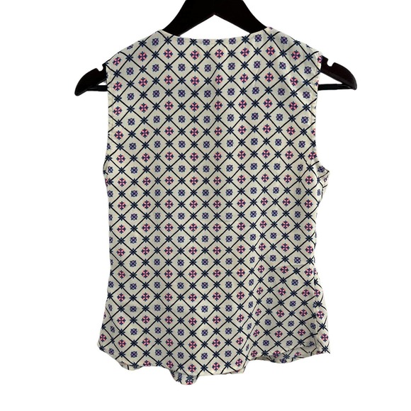 Tulle V Neck Patterned Peplum Sleeveless Top Size XS - Picture 2 of 4